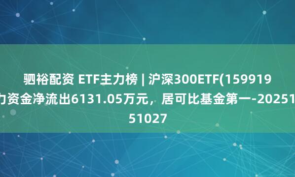 驷裕配资 ETF主力榜 | 沪深300ETF(159919)主力资金净流出6131.05万元，居可比基金第一-20251027